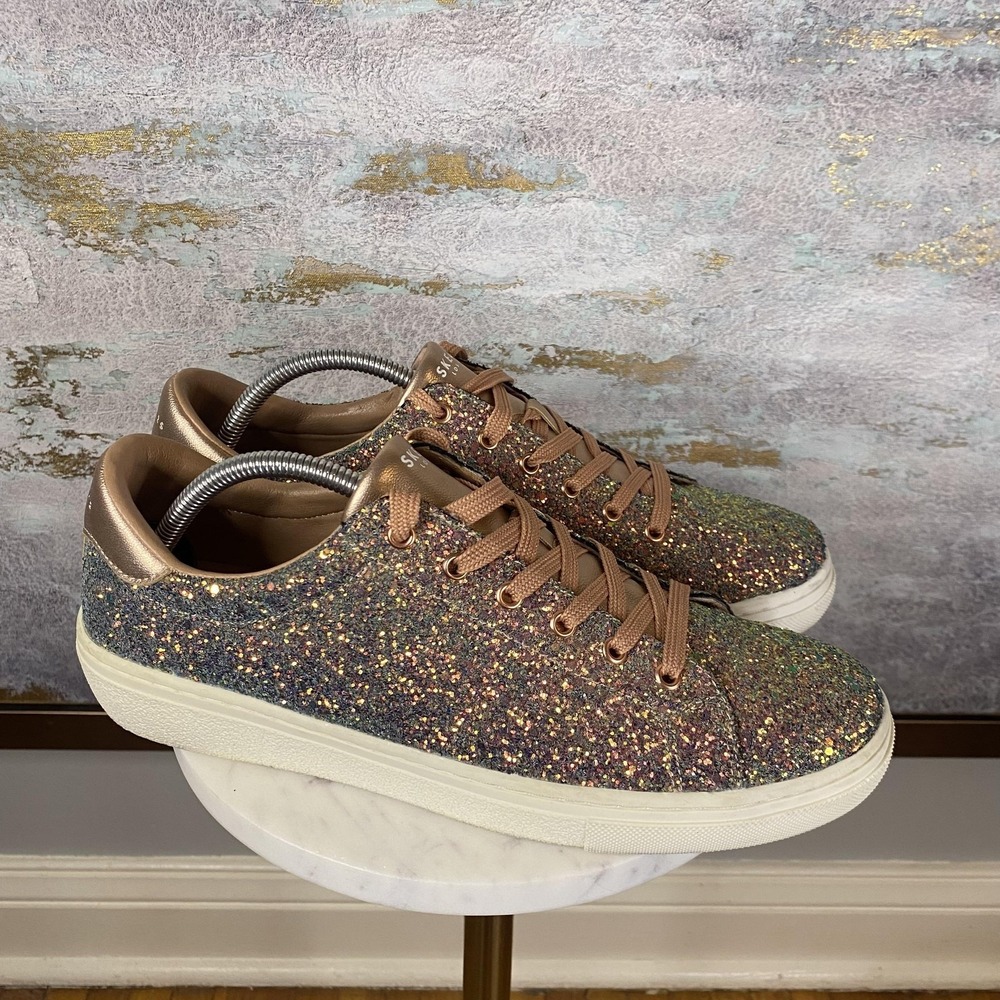 Skechers Shoes Womens Size 11 Multicolor Glitter Memory Foam Sneakers SN 73556 - Picture 2 of 11